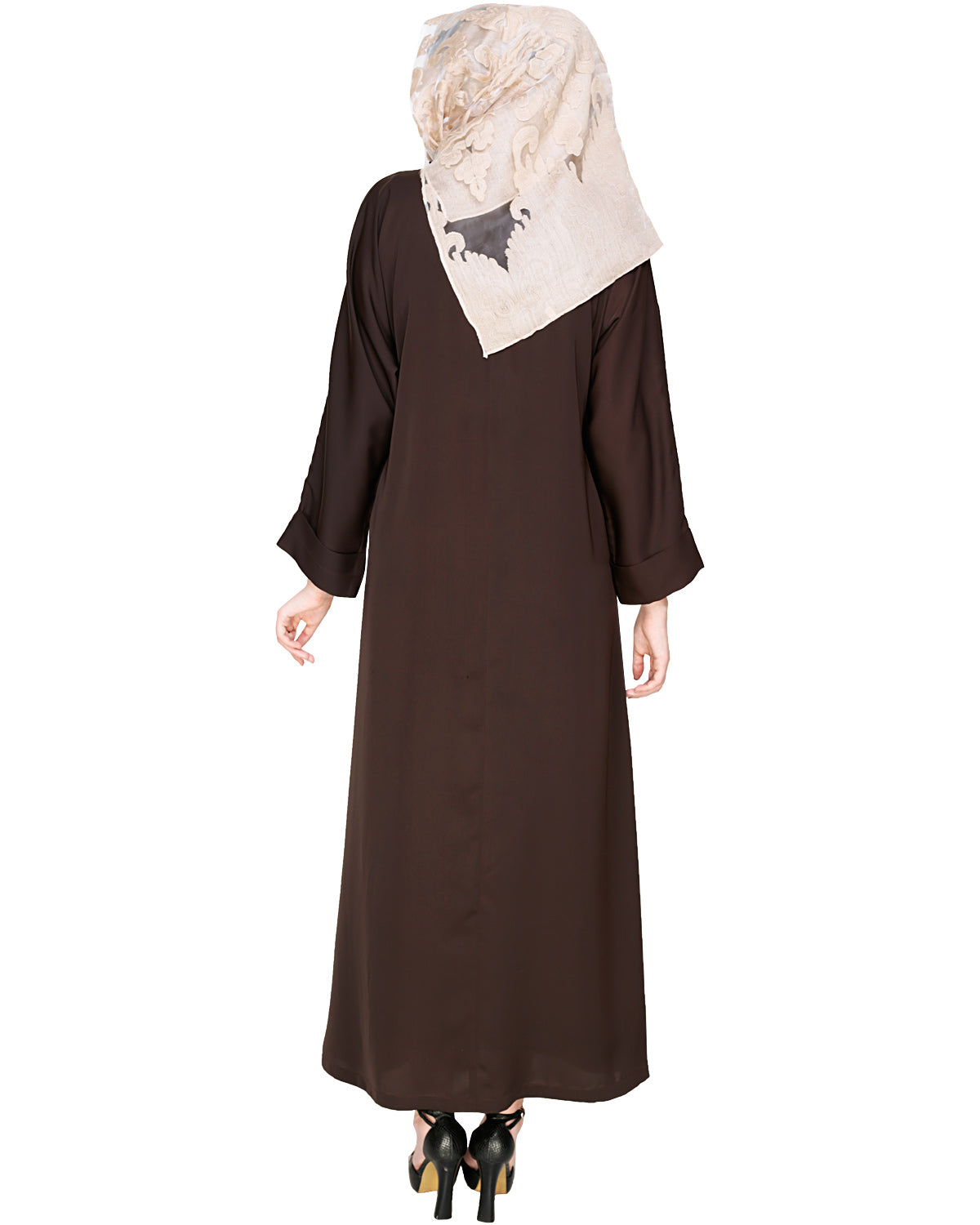 Botanic Beaded Dubai Style Abaya Oak Brown