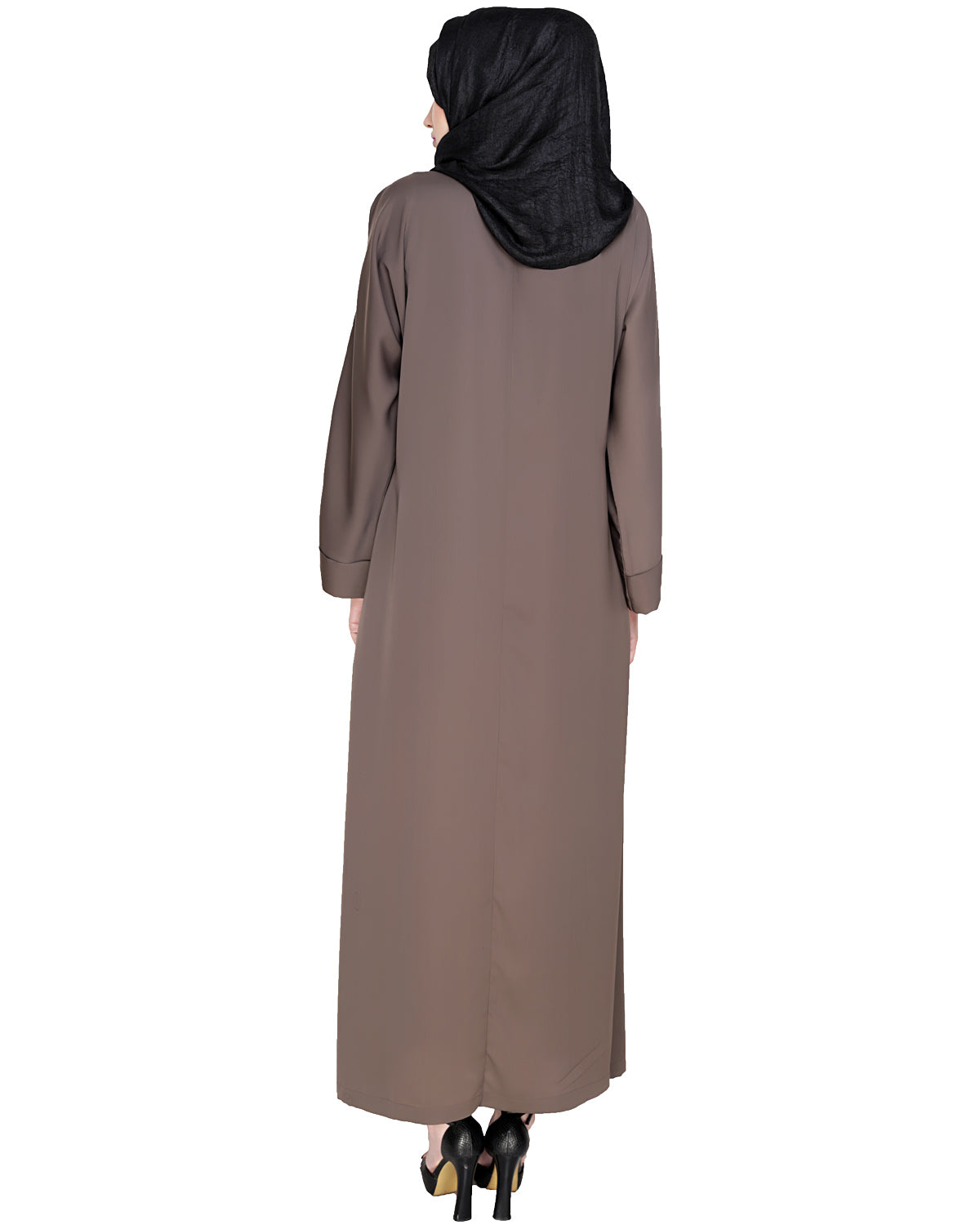 Botanic Beaded Dubai Style Abaya Oak Brown