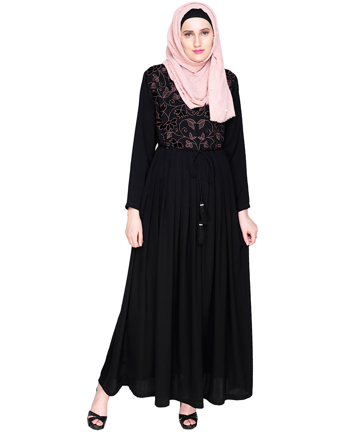 Sylvan Pleated Dubai Style Abaya Black S