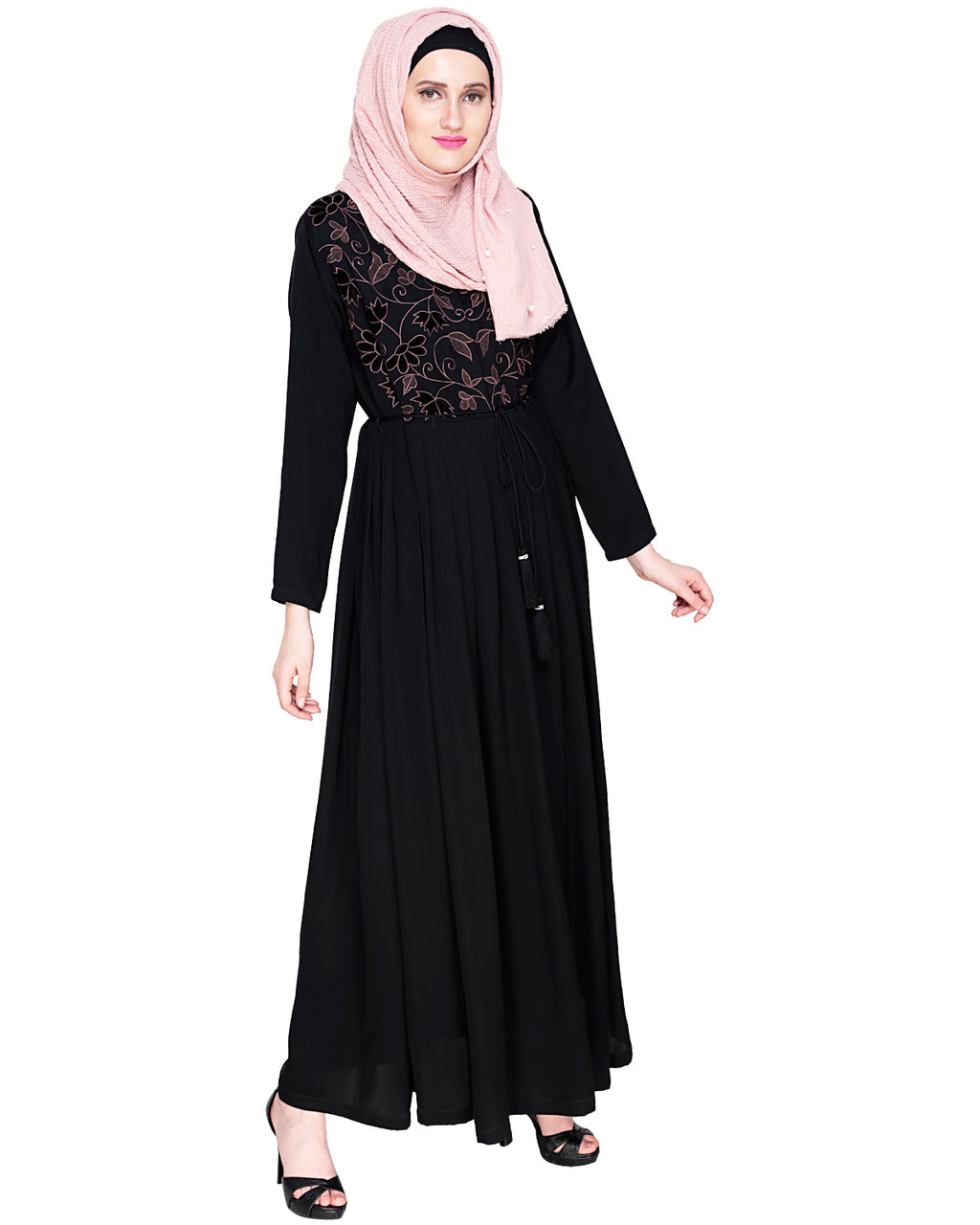 Sylvan Pleated Dubai Style Abaya Black S