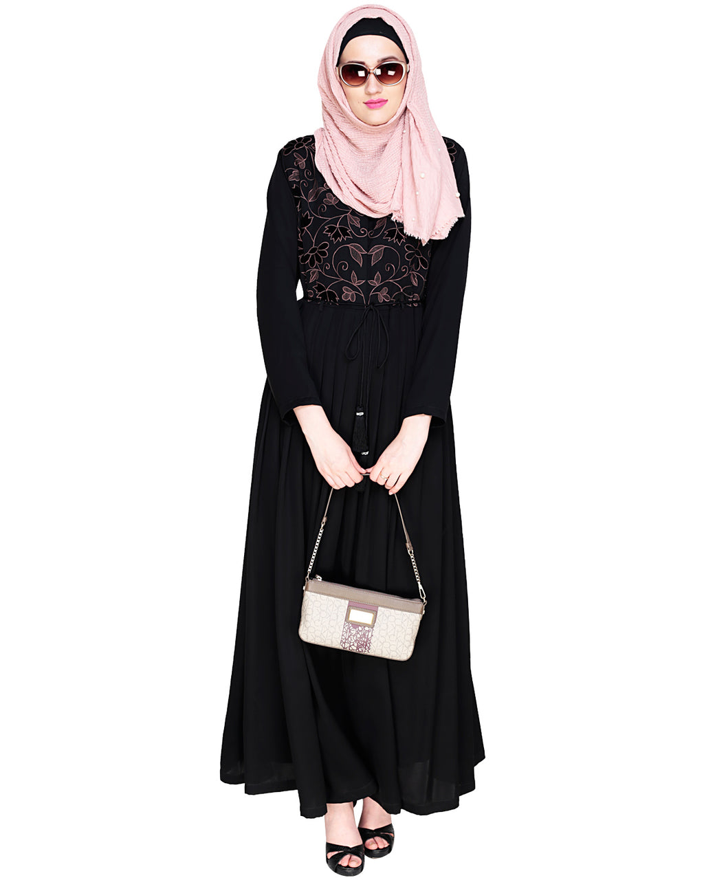 Sylvan Pleated Dubai Style Abaya Black S