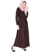 Sylvan Pleated Dubai Style Abaya Brown S