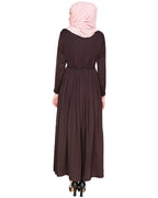 Sylvan Pleated Dubai Style Abaya Brown S