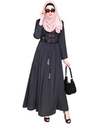 Sylvan Pleated Dubai Style Abaya Grey S