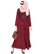Sylvan Pleated Dubai Style Abaya Wine S