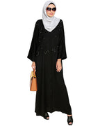 Pearl and Flora Embroidered Dubai Style Abaya Black