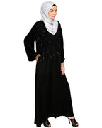 Pearl and Flora Embroidered Dubai Style Abaya Black