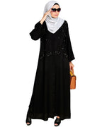 Pearl and Flora Embroidered Dubai Style Abaya Black
