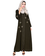 Newfangled Pearl Embroidered Abaya Olive
