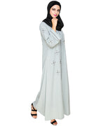 Newfangled Pearl Embroidered Abaya Sage Green