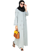 Newfangled Pearl Embroidered Abaya Sage Green