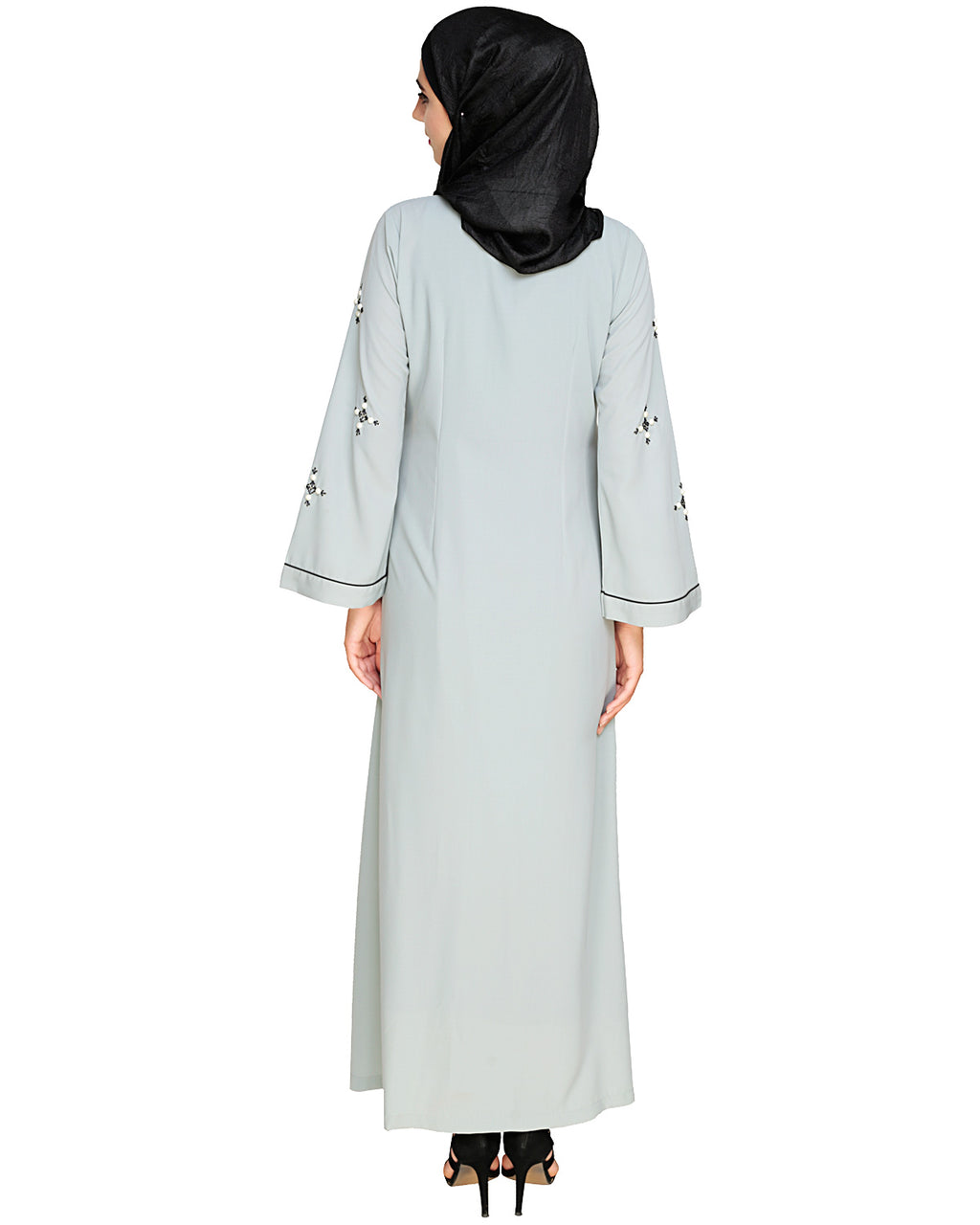 Newfangled Pearl Embroidered Abaya Sage Green
