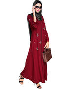 Newfangled Pearl Embroidered Abaya Wine