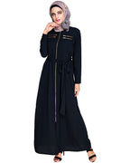 Metallic Sheen Front Zipper Abaya Blue