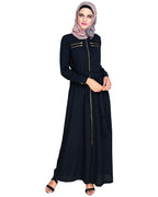 Metallic Sheen Front Zipper Abaya Blue