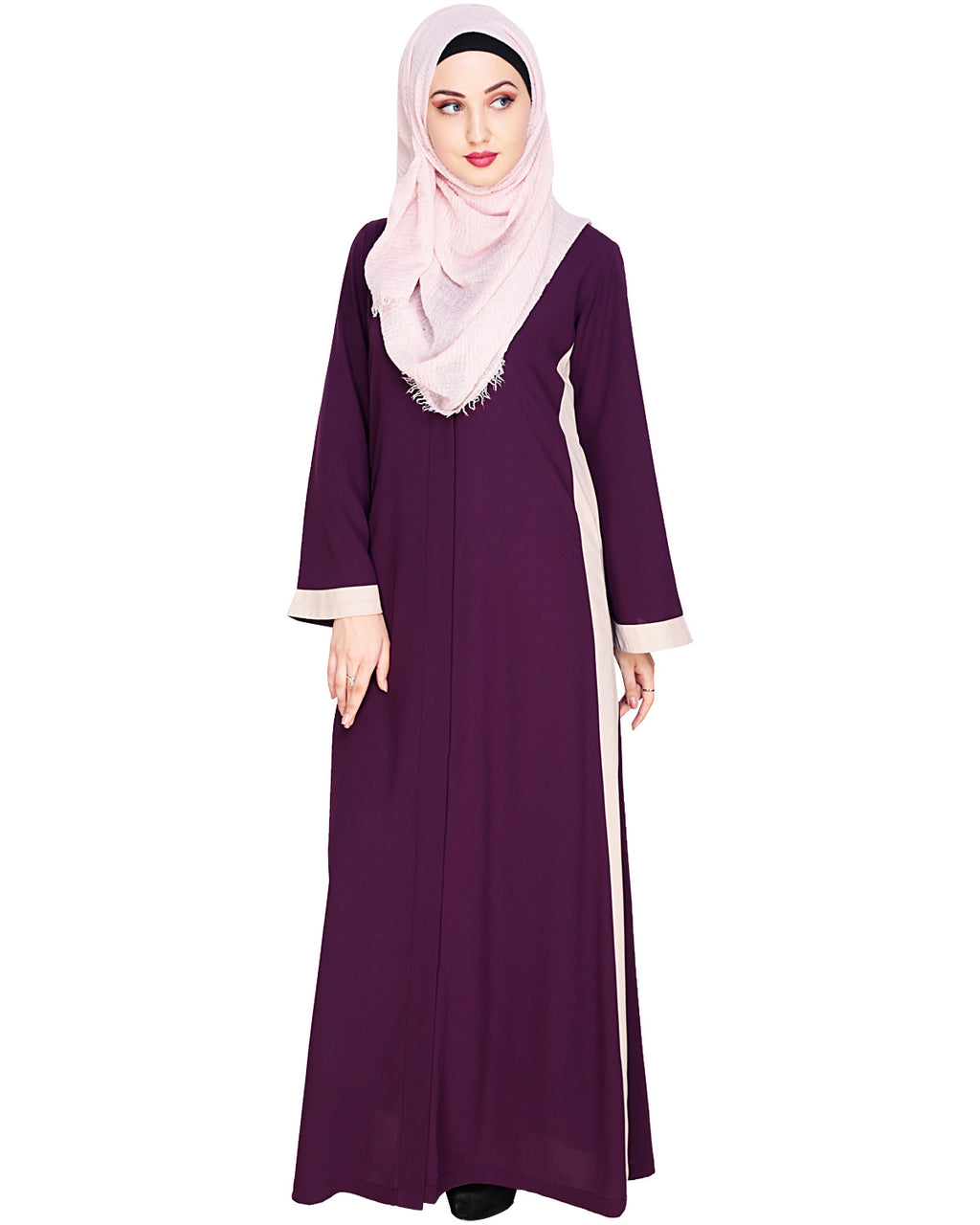 Side Panelled Abaya Purple