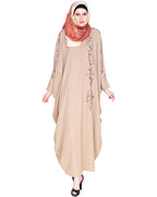Dual Shade Floral Embroidered Beige Kaftan Beige