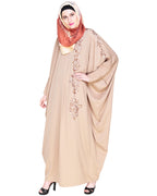 Dual Shade Floral Embroidered Beige Kaftan Wine