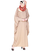 Dual Shade Floral Embroidered Beige Kaftan Wine