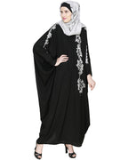 Dual Shade Floral Embroidered Beige Kaftan Wine