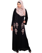 Floral Pendant Dubai Style Abaya Black