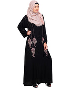 Floral Pendant Dubai Style Abaya Black