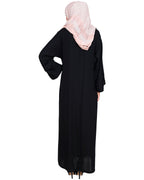 Floral Pendant Dubai Style Abaya Black