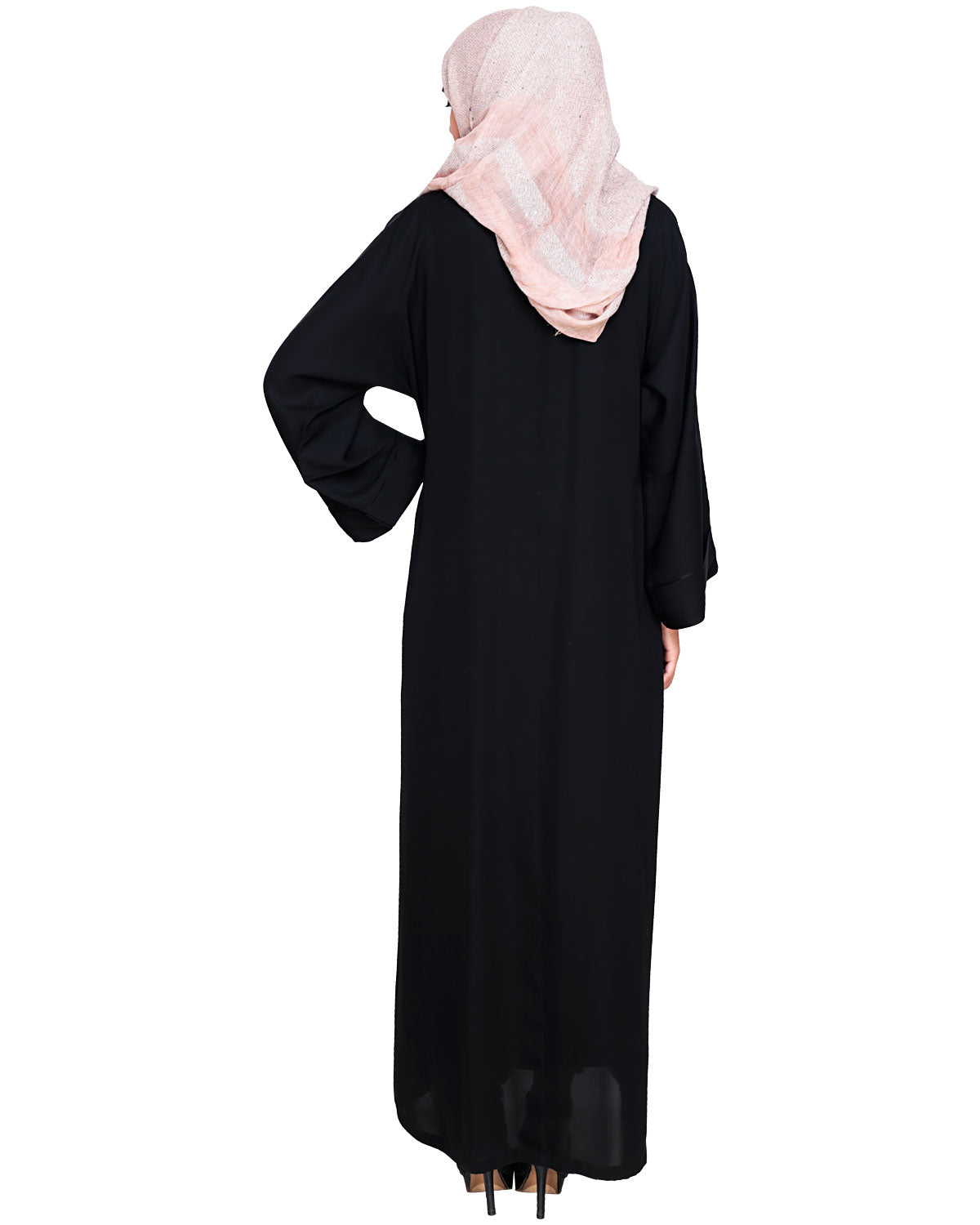 Floral Pendant Dubai Style Abaya Black