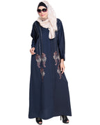 Floral Pendant Dubai Style Abaya Blue