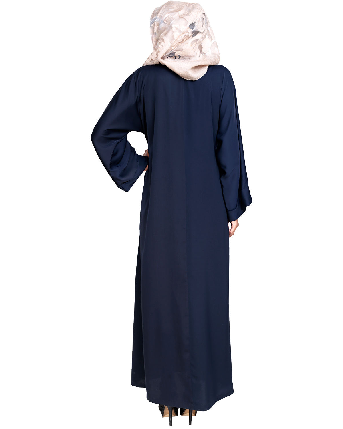 Floral Pendant Dubai Style Abaya Blue