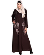 Floral Pendant Dubai Style Abaya Brown