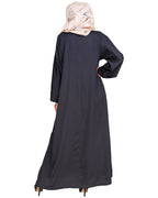 Floral Pendant Dubai Style Abaya Grey