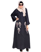 Floral Pendant Dubai Style Abaya Grey