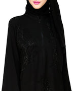 Exquisite Stone Work Sophisticated Black Dubai Style Abaya Black