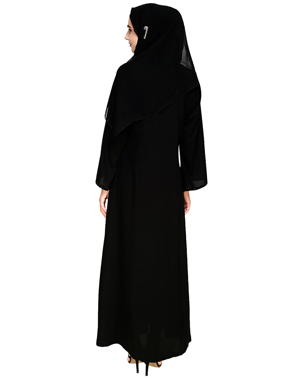 Exquisite Stone Work Sophisticated Black Dubai Style Abaya Black