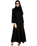 Exquisite Stone Work Sophisticated Black Dubai Style Abaya Black