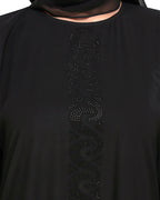 Exquisite Stone Work Classy Black Dubai Style Abaya Black