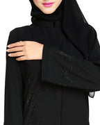 Exquisite Stone Work Dainty Black Dubai Style Abaya Black
