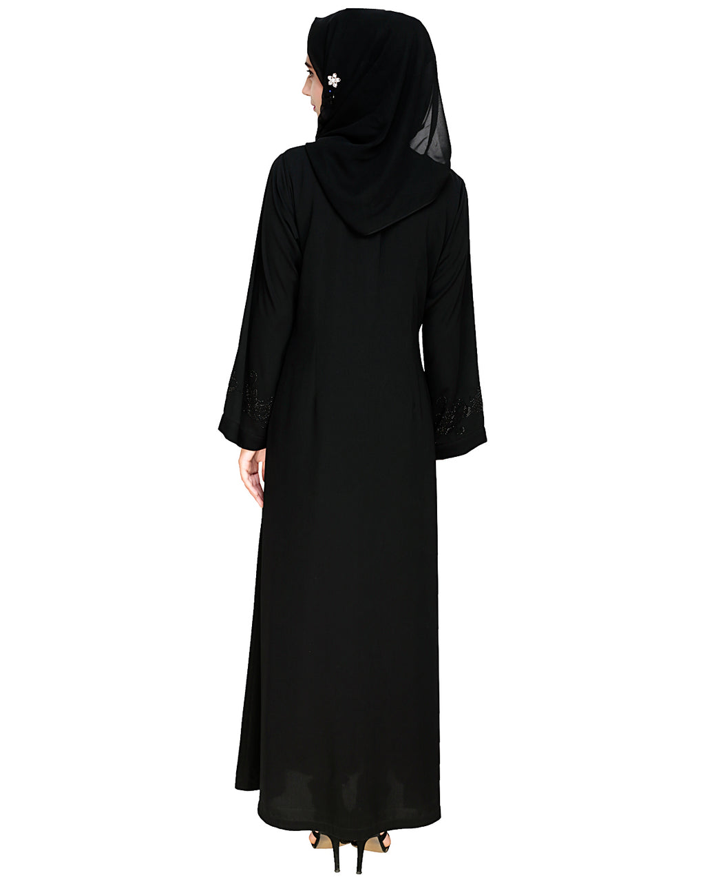 Exquisite Stone Work Dainty Black Dubai Style Abaya Black