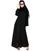 Exquisite Stone Work Dainty Black Dubai Style Abaya Black