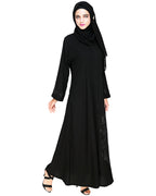 Exquisite Stone Work Classic Black Dubai Style Abaya Black