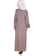 Appealing Floral Embroidery Dubai Style Abaya Brown