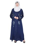 Appealing Floral Embroidery Dubai Style Abaya White