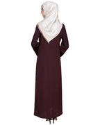 Appealing Floral Embroidery Dubai Style Abaya Wine