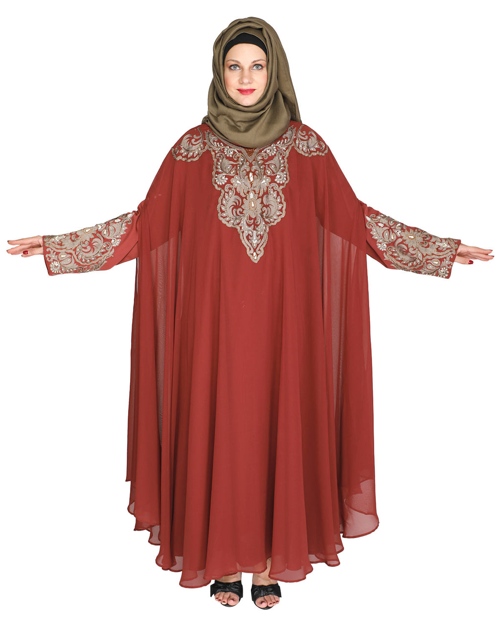 Luxury Black Irani Kaftan DARK WINE
