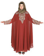 Luxury Black Irani Kaftan DARK WINE