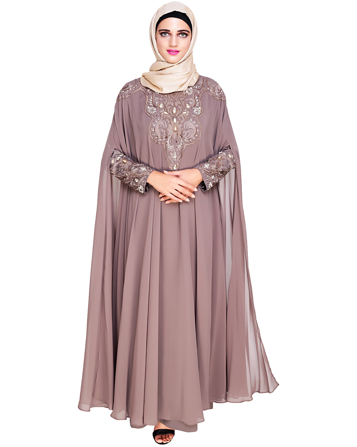Luxury Black Irani Kaftan Purple