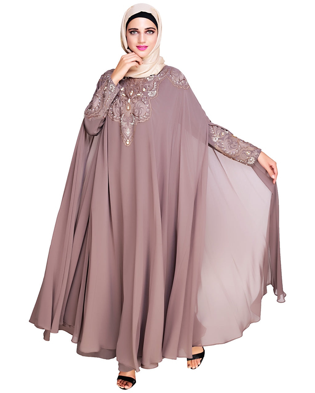 Luxury Black Irani Kaftan DARK WINE