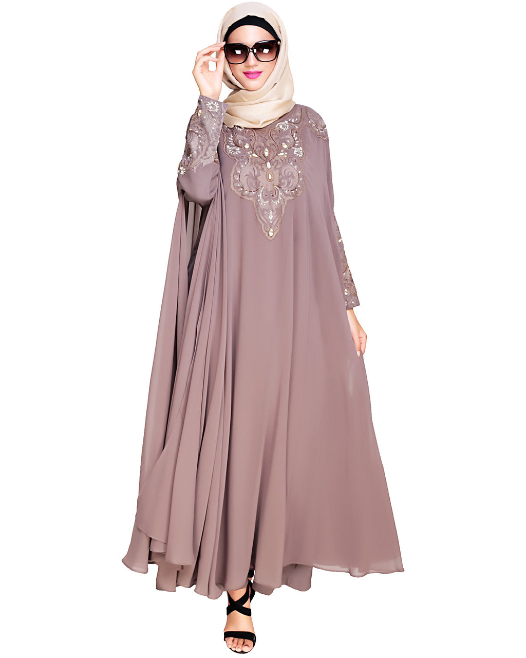 Luxury Black Irani Kaftan DARK WINE