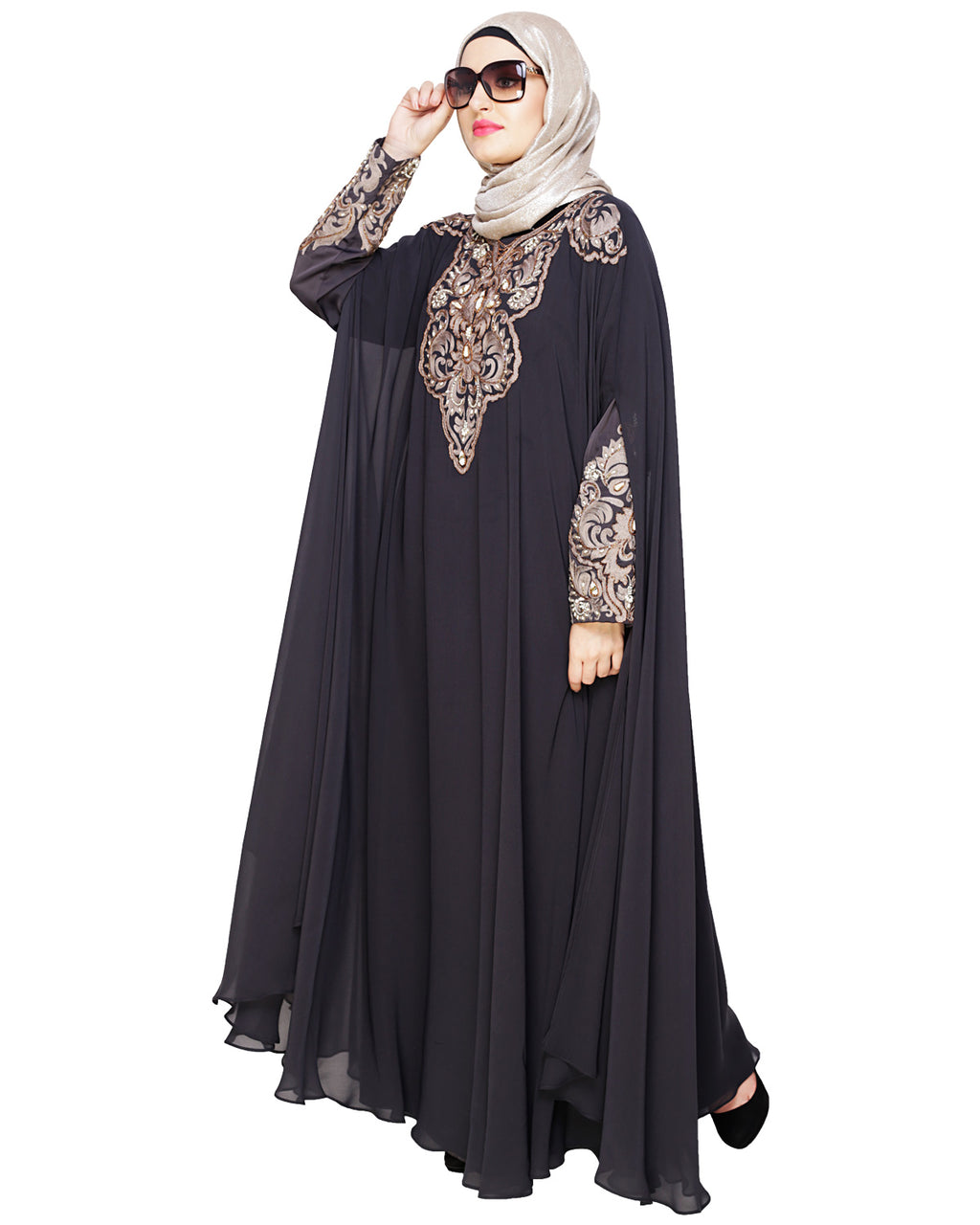 Luxury Black Irani Kaftan DARK WINE